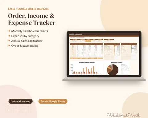 Bakery income and expense tracker dashboard with monthly sales, expenses and net profit chart